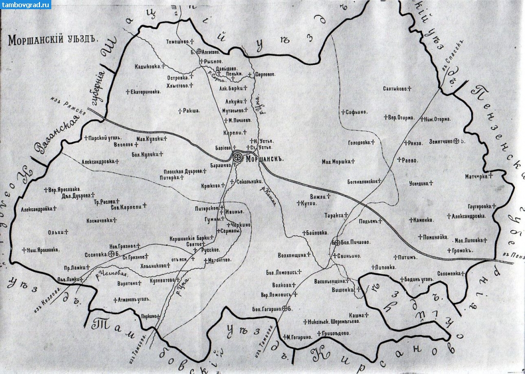 Карты Тамбовской губернии. Карта Моршанского уезда 1911 года