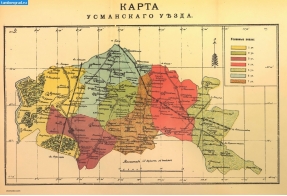 Карта Усманского уезда 1914 года