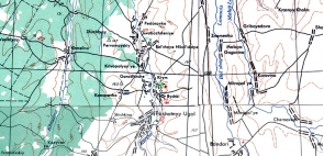 Карты населённых пунктов. Фрагмент американской карты 1950-х годов, где обозначена деревня Крым