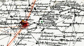 Фрагмент карты Тамбовского уезда, где обозначена деревня Романовка