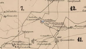 Фрагмент карты Тамбовского уезда, где обозначена деревня Челноковка (Ольшанка)