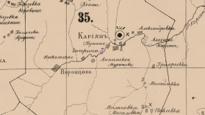 Фрагмент карты Тамбовского уезда, где обозначена деревня Чичерино