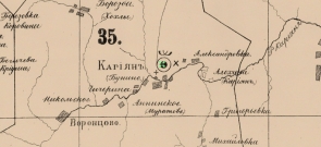 Фрагмент карты Тамбовского уезда, где обозначено село Кариан