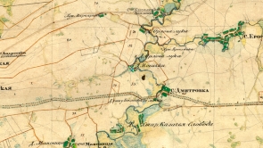 Фрагмент карты Менде, где обозначена деревня Марьино (Новички)