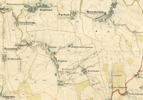 Фрагмент карты Менде, где деревня Крутая Вершина указана как Закрутский Хутор