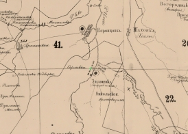Фрагмент карты Тамбовского уезда, где обозначена деревня Сергиевка