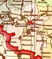 Шехманский район. Фрагмент карты Тамбовской области от 1956 года