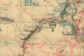 Фрагмент карты РККА, где обозначена деревня Климиновка