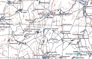 Фрагмент немецкой военной карты, где обозначен посёлок Красный Кариан