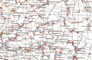 Фрагмент американской карты, где посёлок Красный Кариан обозначен как Красный посёлок