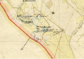 Фрагмент карты Менде, где указан хутор Афанасьевка