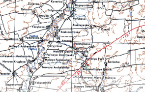 Фрагмент американской карты СССР 1950-х годов, где обозначена деревня Малые Озерки