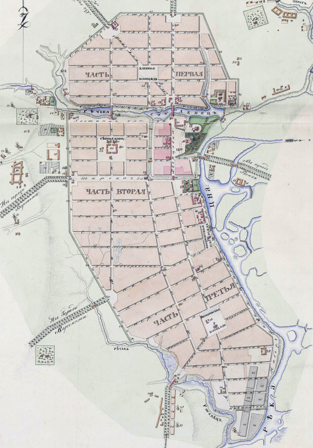 Карты Тамбовской губернии. План города Тамбова 1832 года