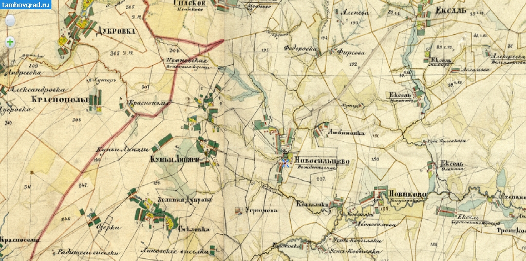 с. Новосельцево Тамбовский район. с. Новосельцево на карте 1862 года.