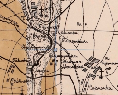 Карты населённых пунктов. Фрагмент карты Борисоглебского уезда 1880 года, где обозначена деревня Дмитровка