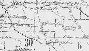 Карты населённых пунктов. Фрагмент карты Кирсановского уезда, где обозначена деревня Зеленовка