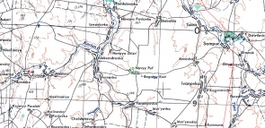 Карты населённых пунктов. Фрагмент американской карты 1950-х годов, где обозначен посёлок Новый путь