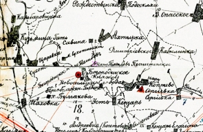 Карты населённых пунктов. Фрагмент карты Тамбовского уезда, где обозначена деревня Нару-Тамбов