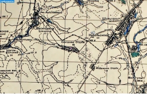 Фрагмент карты РККА, где обозначена деревня Оситровы Отруба