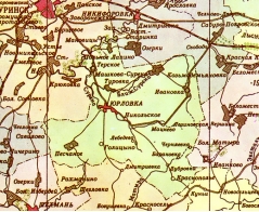Фрагмент карты Тамбовской области, где обозначен Юрловский район